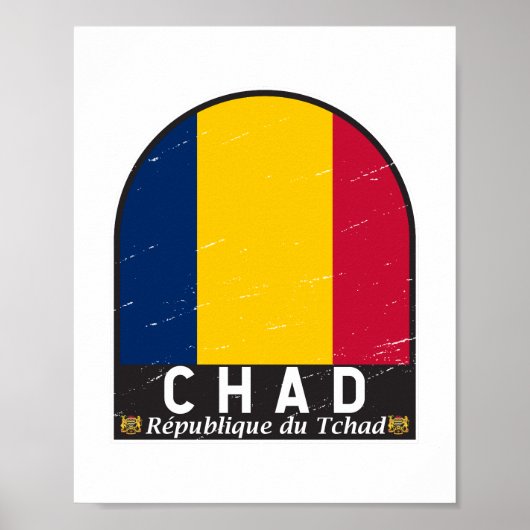 Chad Flag Emblem gestört Vintag Poster (Vorne)