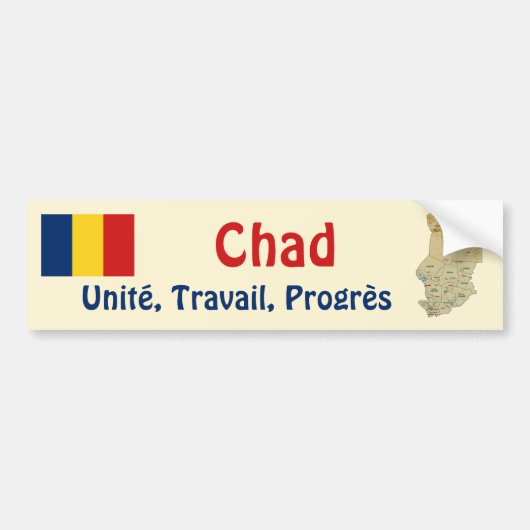 Chad Flag + Map Autoaufkleber (Vorne)
