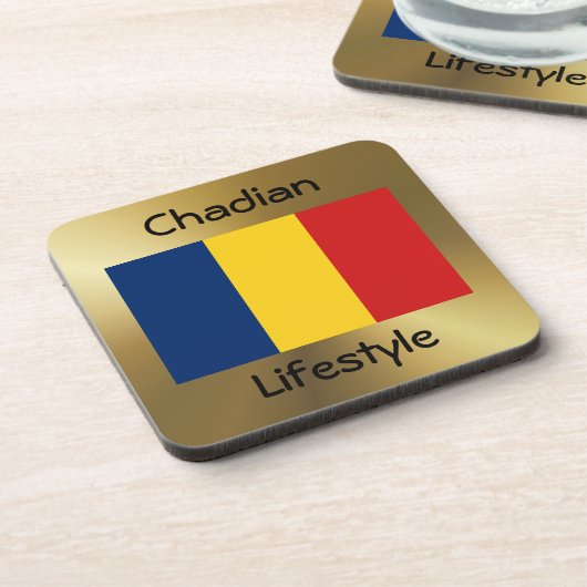 Chad Flag+Text-Untersetzer Untersetzer (Linke Seite)