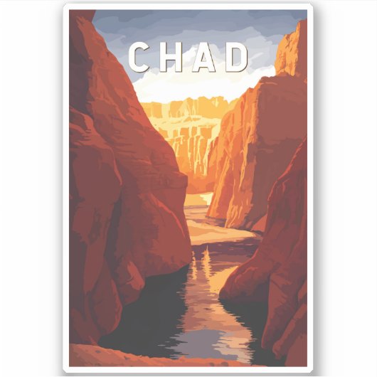 Chad Illustration Travel Art Vintage Aufkleber (Vorderseite)
