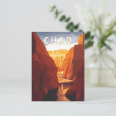 Chad Illustration Travel Art Vintage Postkarte (Stehend Vorderseite)