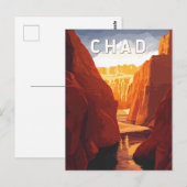 Chad Illustration Travel Art Vintage Postkarte (Vorne/Hinten)