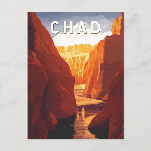 Chad Illustration Travel Art Vintage Postkarte (Vorderseite)
