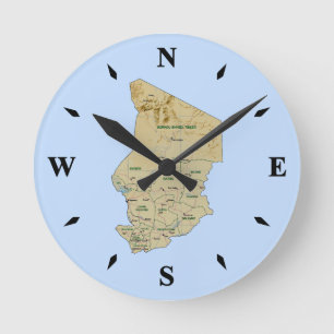Chad Map Clock Runde Wanduhr