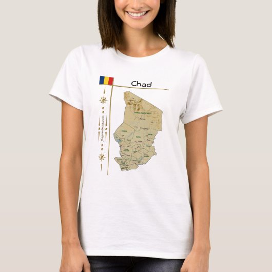 Chad Map + Flag + Titel T - Shirt (Vorderseite)