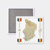 Chad Map + Flags Magnet (Vorderseite/Rückseite)