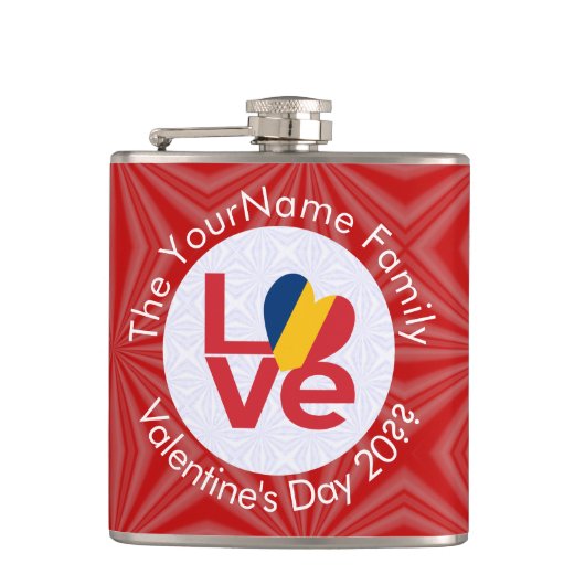 Chad Red LIEBE Flag Personalisiert Flachmann (Vorderseite)