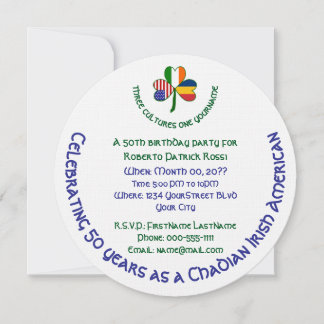 Chadian Irish USA Kleeblatt Personalisiert Birthda Einladung
