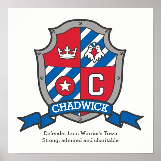 Chadwick Buben C Name bedeutet Red Blue Wappen Pos Poster (Vorne)