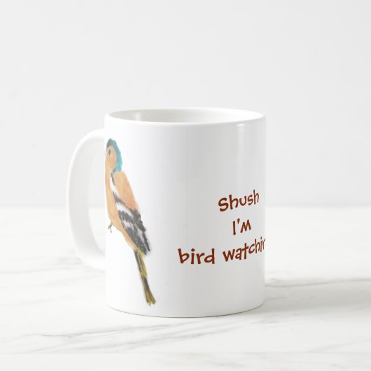 Chaffinch Bird Watching Funny Kaffeetasse (Vorderseite Links)