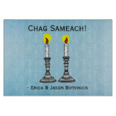 Chag Sameach Candles Glass Schneidebrett (Vorderseite)