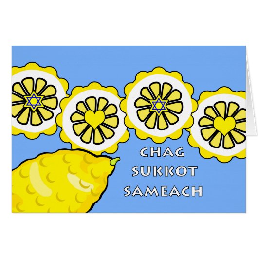 Chag Sukkot Sameach, ganz Etrog und Scheiben (Vorderseite (Horizontal))