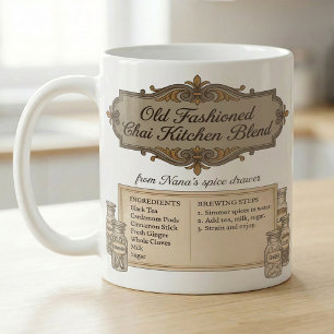 Chai-Gewürzmischungsrezept Vintage-Vorratslabel Kaffeetasse