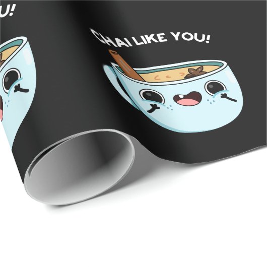 Chai like you Funny Tee Pun Dark BG Geschenkpapier (Rolleneckpunkt)