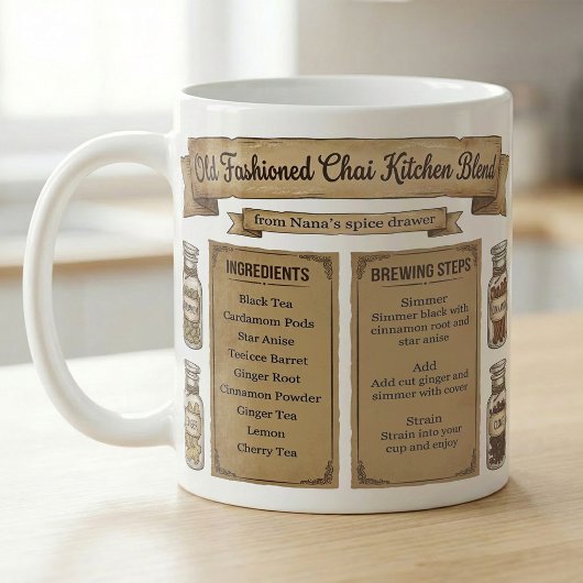 Chai Spice Recipe Rustic Pantry Label Kaffeetasse