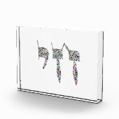 Chai-Symbol aus Edelsteinen in allen Farben Fotoblock (Rechts)