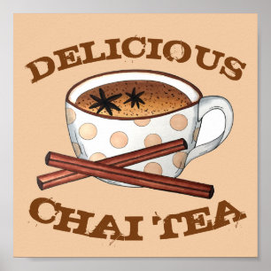 Chai Teacup Indian Spiced Tea Kitchen Art Deco Poster