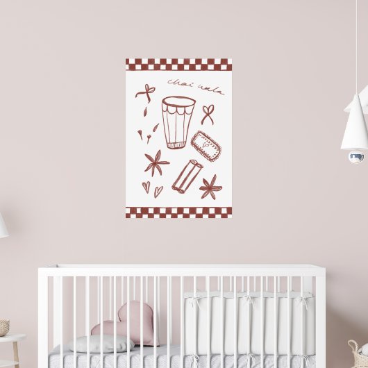 Chai Wala Checkered Illustration Poster (Kinderzimmer 2)