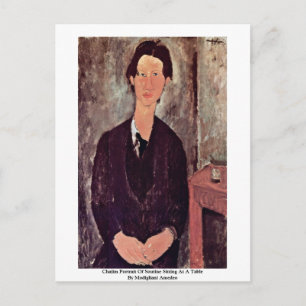 Chaiim Portrait von Soutine an einem Tisch Postkarte