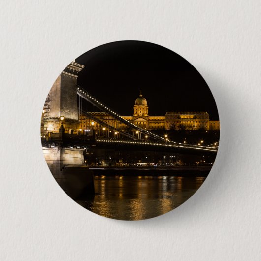 Chain Bridge with Buda Castle Hungary Budapest Button (Vorderseite)