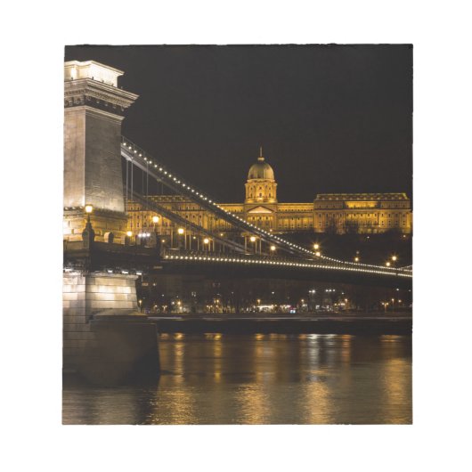 Chain Bridge with Buda Castle Hungary Budapest Notizblock (Vorderseite)