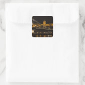 Chain Bridge with Buda Castle Hungary Budapest Quadratischer Aufkleber (Tasche)