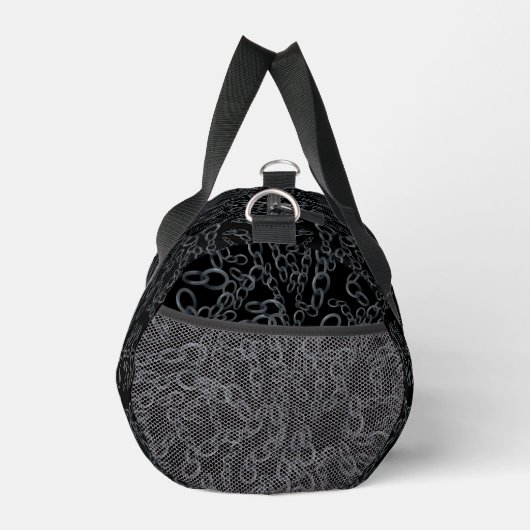 Chained Abstract Mirrored Image Gray On Black Art Duffle Bag (Rechts)