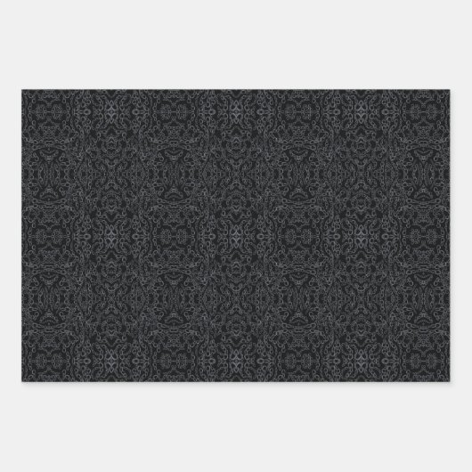 Chained Abstract Mirrored Image Gray On Black Art Geschenkpapier Set (Vorderseite 3)