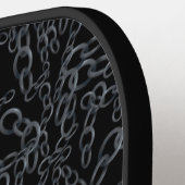 Chained Abstract Mirrored Image Gray On Black Art Pickleball Schläger (Linke Seite)