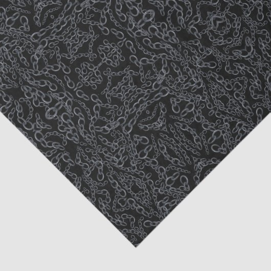 Chained Abstract Mirrored Image Gray On Black Art Seidenpapier (Ausschnitt)