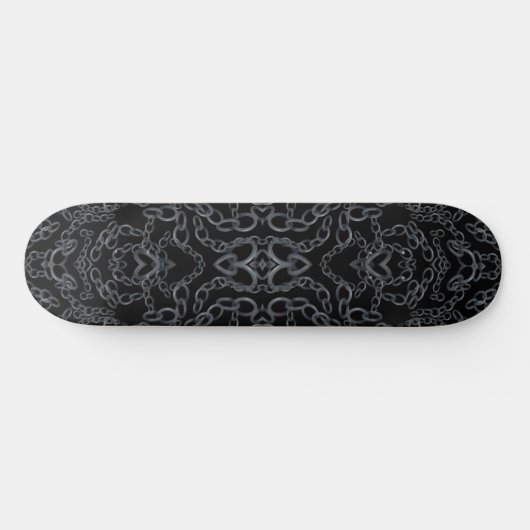 Chained Abstract Mirrored Image Gray On Black Art Skateboard (Horizontal)