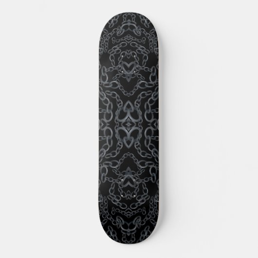 Chained Abstract Mirrored Image Gray On Black Art Skateboard (Vorderseite)