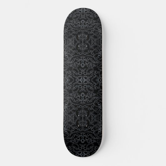 Chained Abstract Mirrored Image Gray On Black Art Skateboard (Vorderseite)