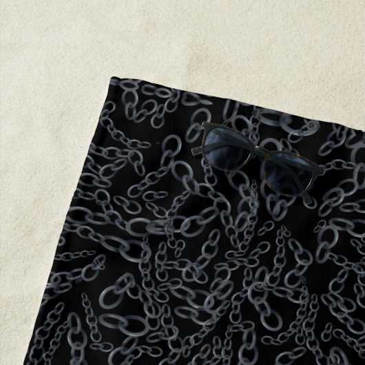 Chained Abstract Mirrored Image Gray On Black Art Strandtuch (Beispiel)