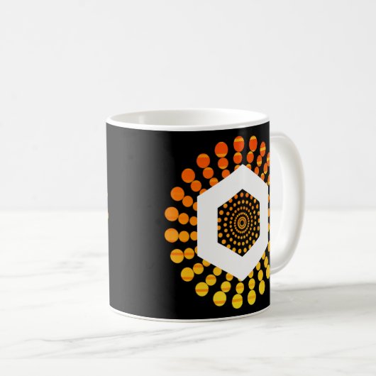 Chainlink Link Crypto Währung Circle Orange Sunse Kaffeetasse (VorderseiteRechts)
