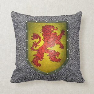 Chainmail Hintergrund-Metallschild-Rot-Löwe Kissen