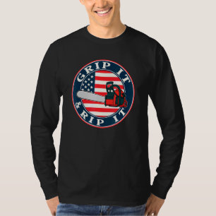 Chainsaw American Flag fassen sie und reißen sie L T-Shirt