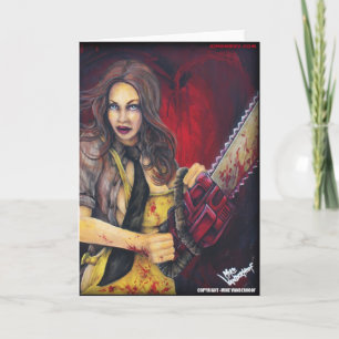 Chainsaw Chick Greeting Card Karte