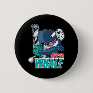 Chainsaw Killer Whale Kostüm Spaß Orca Halloween Button