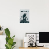 Chainsaw Man Manga-Kunst – Dunkle monochrome Anime Poster (Heimbüro)