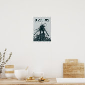 Chainsaw Man Manga-Kunst – Dunkle monochrome Anime Poster (Küche)