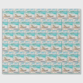 Chaise Lounge auf dem Sand des weißen Ozeans Geschenkpapier (Flach)