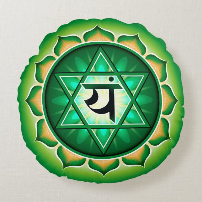 Chakra Anahata Yoga Rundpilz Rundes Kissen (Vorderseite)