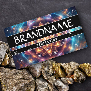 Chakra-Blume-des-Lebens Glitter Funkelnde Sterne  Visitenkarte