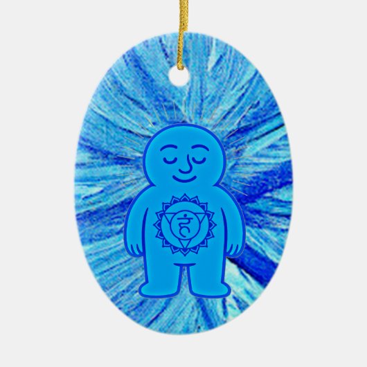 Chakra Buddies: Throat Chakra Keramik Ornament (Vorne)