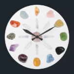 *~* Chakra Crystal Energy Gemstone Große Wanduhr<br><div class="desc">* Kristallgitter-Chakra-Kristall-Energie-Gemstone-Uhr* Die Edelsteine und Kristalle sind: Clear Quarz Points, Rose Quartz, Garnet, Blue Calcite, Black Onyx, Pyrite, Peridot, Amethyst, Blue Lace Agate, Citrine, Carnelian, Orange Calcite und Mandarine Quartz. Dies ist ein friedliches, beruhigendes Multi - Edelstein und Kristall Wanduhr Design, das durch Fernwärmer Anna Rosa (alias Anna Pizzoferrato) energetisch...</div>