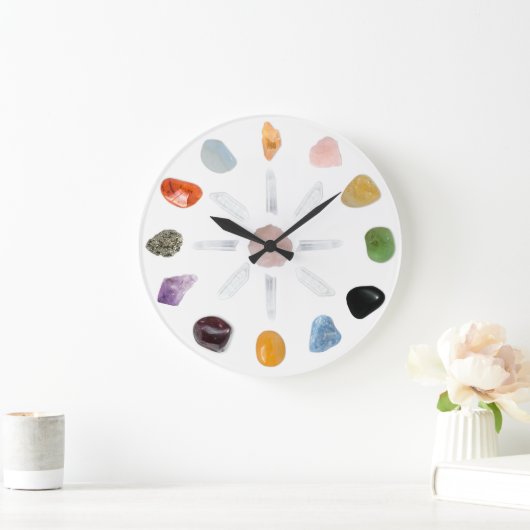 *~* Chakra Crystal Energy Gemstone Große Wanduhr (Zuhause)
