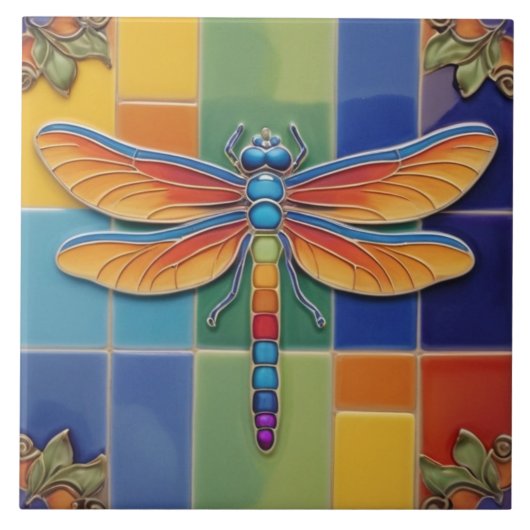 Chakra Dragonfly - farbenfroher Regenbogen in mehr Fliese (Vorderseite)