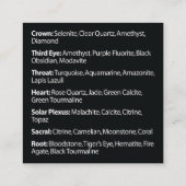 Chakra Edelstein-Geldbörsen-Karte Quadratische Visitenkarte (Rückseite)