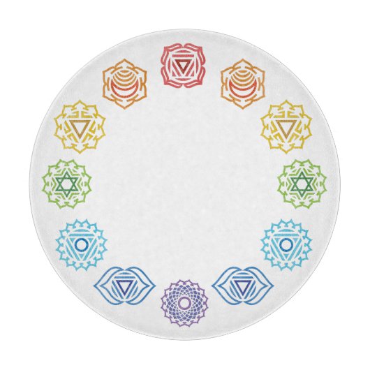 Chakra Energy Glass Cutting Board Schneidebrett (Vorderseite)